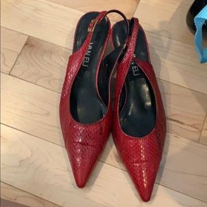 Vaneli Red Snakeskin heel